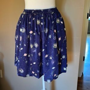 Nebula Outer Space Cotton Skater Skirt Elastic Waist MEDIUM